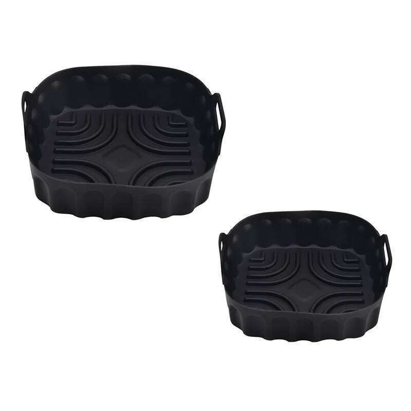 [Hot Cake]2PCS Tray Reusable Square Air Fryer Pan Silicone Mold Microwave Pads Baking Mat Pot Tray, Du
