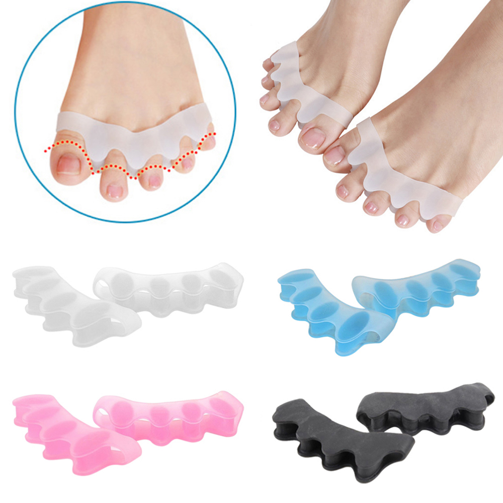 HOT 1pair Five Holes Toe Separators Highly Elastic Soft Silicone Toe Correction Pain Relief Hallux Valgus Corrector Foot Care Tools