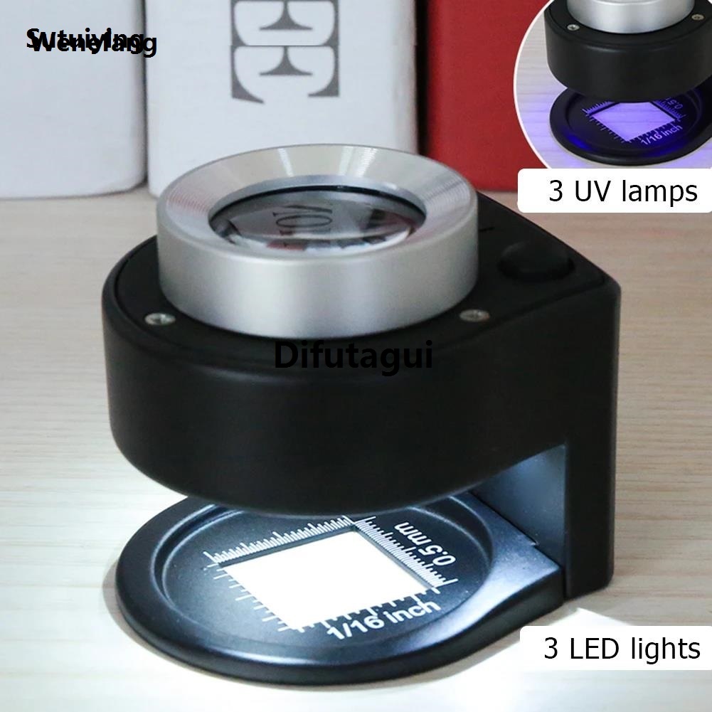 Difutagui Wenefang Sutuiying 6 LED UV 30X Magnifying Glass Optical Glass Lens Loupe Magnifier Special Luxury 2025 New Handheld Coin Stamps Jewelry Mini Thread Counter Magnifier