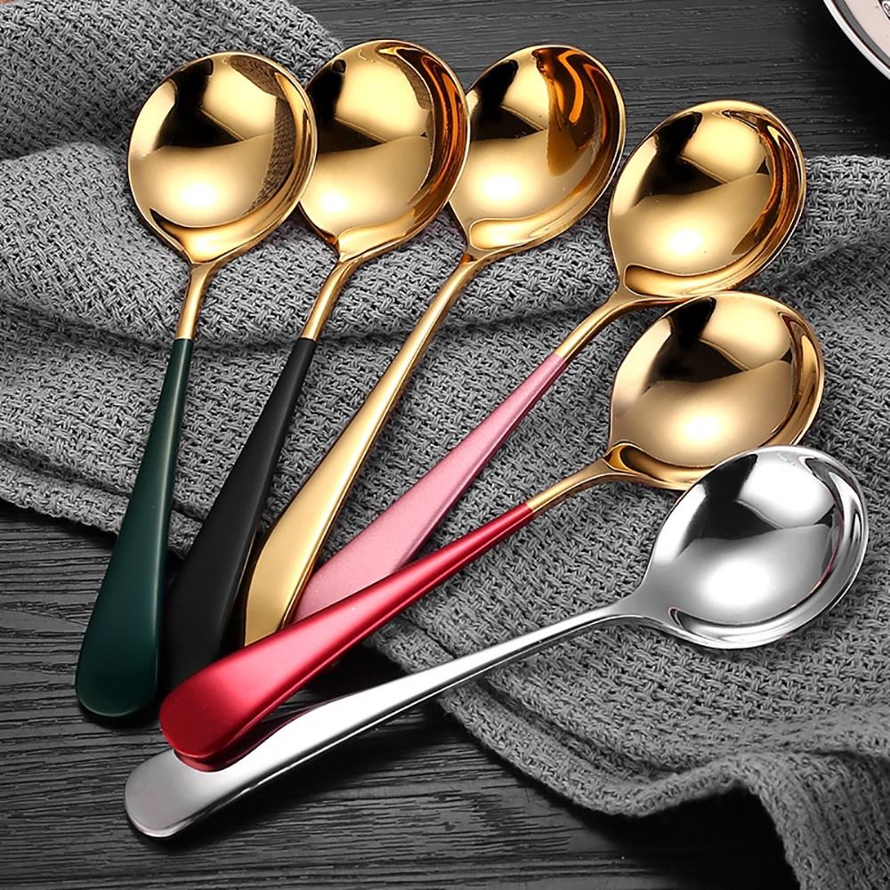 1Pcs Durable Stainless Steel Soup Spoons 17cm Dishwasher Stirring Spoon Tableware Coffee Kitchen Tool for Dessert Coffee