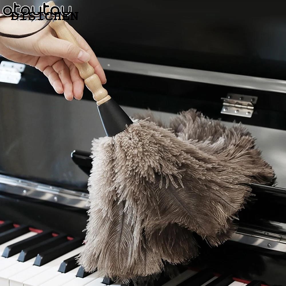 DISICHEN Original New specials Ostrich Hair Duster Feather Cleaning Car Dust Brush Sweeper Furniture Cleaner Vacuum Household Wood Handle Mop Anti-static