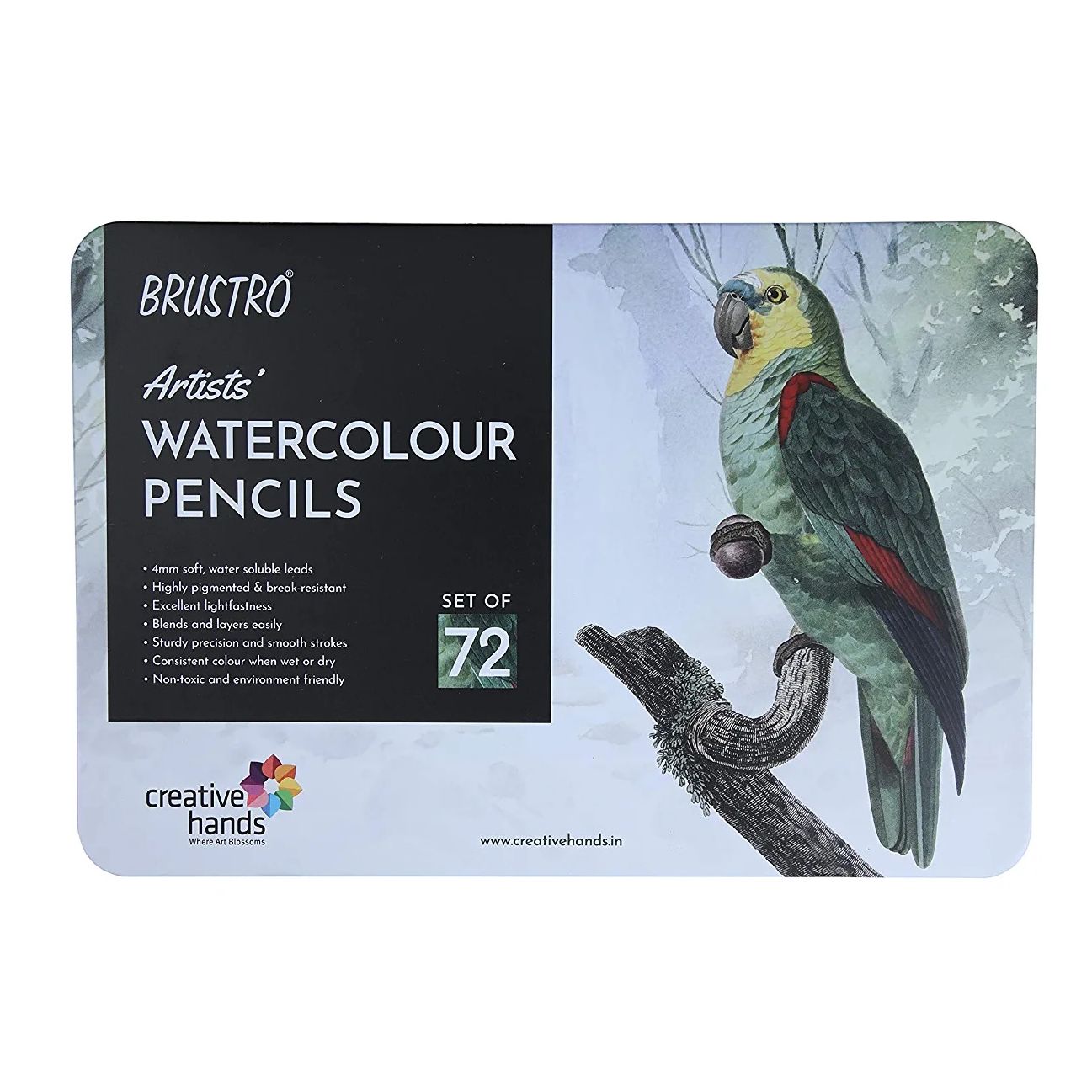 Brustro Artists Watercolor Pencil Set of 72 In Elegant Tin Box | Artist Grade Professional Water Color Pencil - Set Of 72