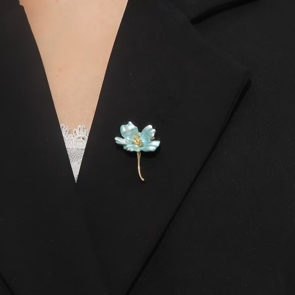 1Pc Vintage Rhinestone Flower Brooch DIY 2 Colors Flower Enamel Brooch Collar Lapel Pin