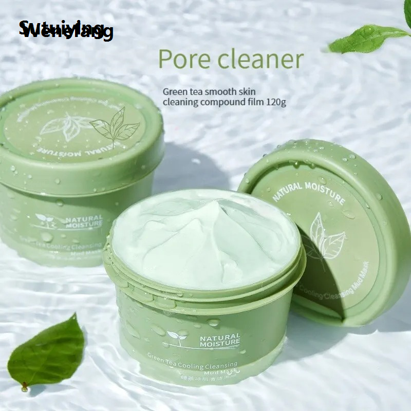 Wenefang Sutuiying Green Tea Ice Mud Mask Cleansing Moisturizing Oil Control Blackhead Sales promotion New Removal Cleansing Mud Mask Applicator Mud Mask 1PCS 120g