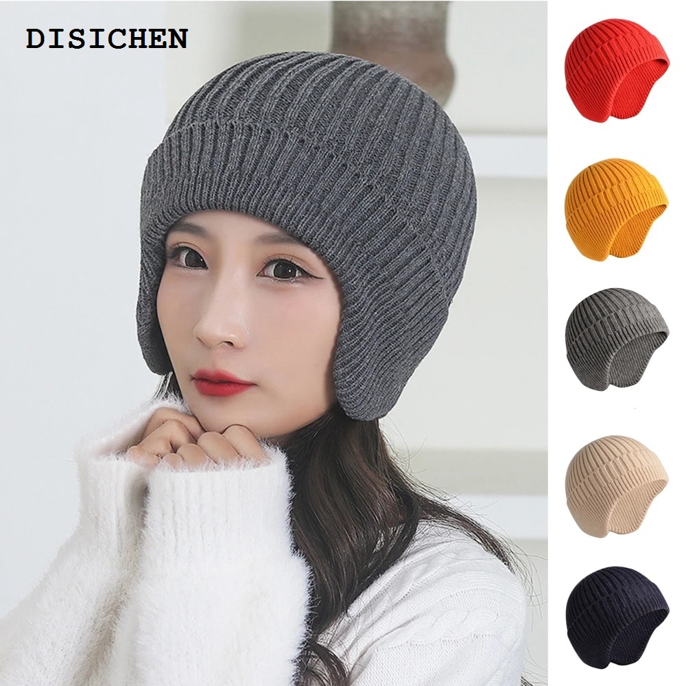 DISICHEN Fifty percent discount New specials Solid Knitted Hat Winter Imitation Rabbit Fleece Hats For Men Warm Ear Caps Autumn Windproof Beanie Hat Woman Men's Winter Cap