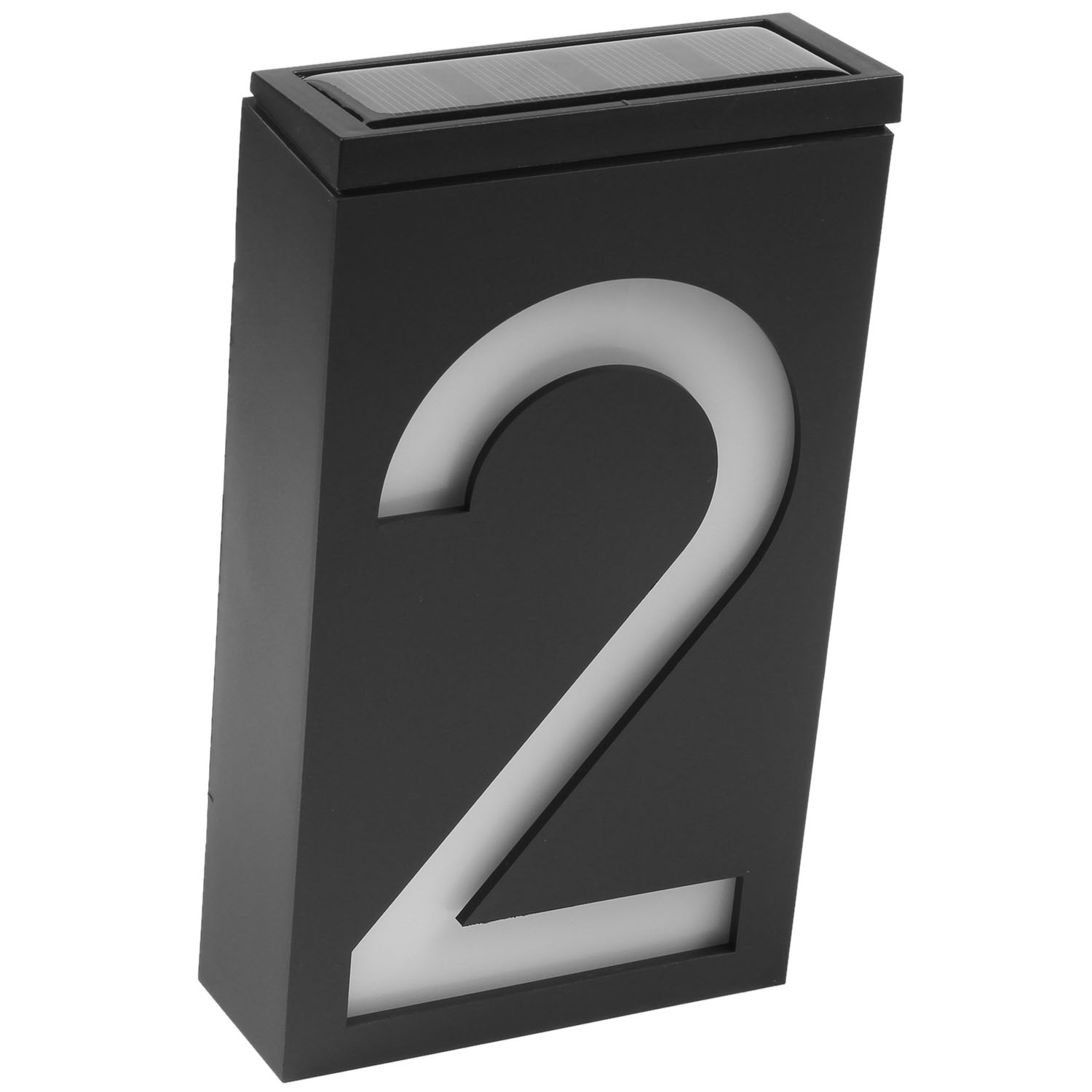 Solar Power LED Light Sign House Hotel Door Address Plaque Number Digits Plate Lampes Solaires LED Solar Lamp Outdoor Home- Number 2