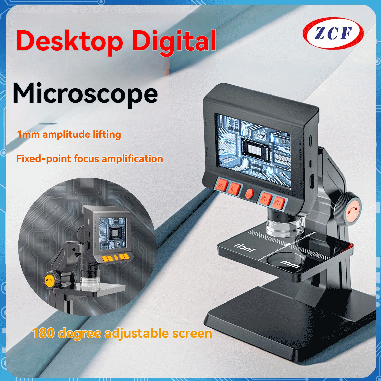 Desktop Electronic Digital Microscope with Screen, High-definition Portable Mobile Phone Magnification Repair Industrial Vision Frequency Microscope