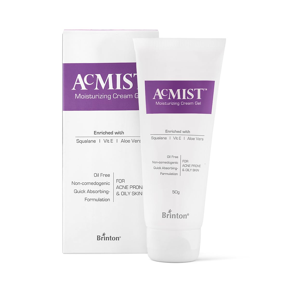 Acmist Moisturizing Cream Gel 50g / 100g with Squalene Vit E Aloe Vera - AcMist Moisturizer for Oily Skin and Acne Prone