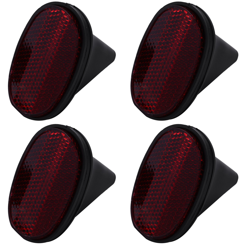 ARELENE 4 Pcs Bicycle Rear Tail Reflector Mudguard Oval Warnning Red Black
