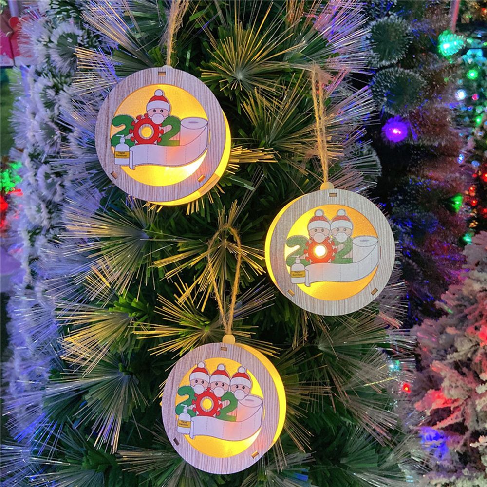 Personalized Xmas Tree Ornament Quarantine Home Decoration Survived Family Mask Snowman Christmas Hanging Lamp