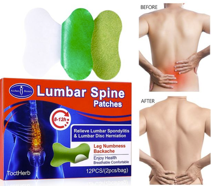 Lumbar Spine Patches - Relief for Lumbar Spondylitis, Disc Herniation, Leg Numbness & Backache (Choose: 12 Pcs or 1 Pc | 2 Pcs/Bag)