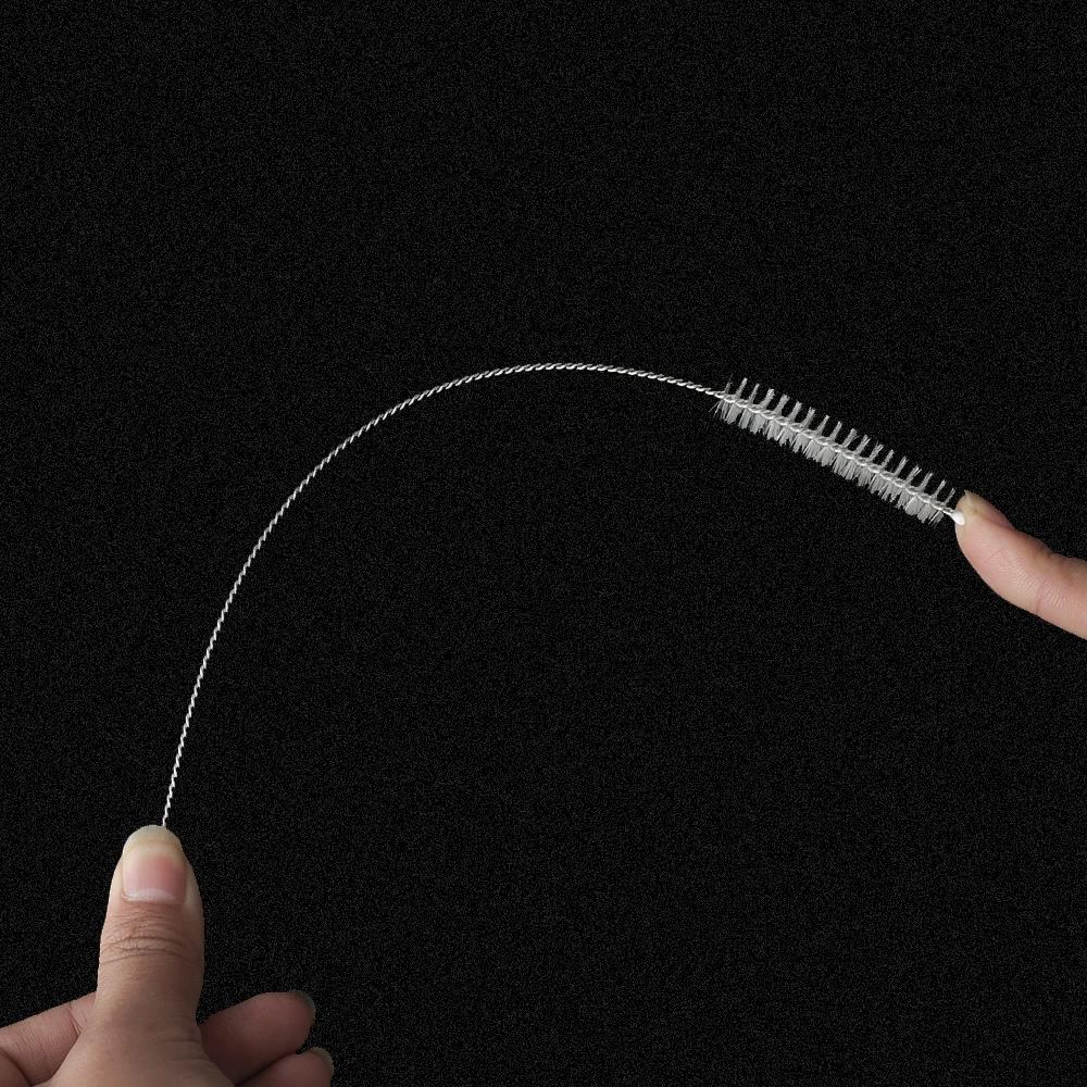 Wenefang Fashion Bending Stainless Straw Brush Cleaner Soft Hair Suction Glass Tube Cleaning Brushes Baby Kids Bottle Brush Long Handle Reusable