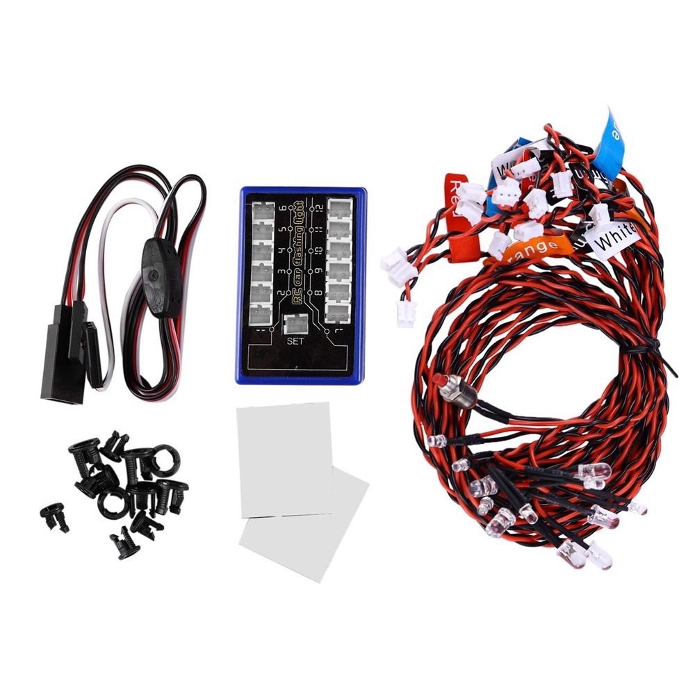 NAMUNY 12 LED Flashing Bright Light Strobe Lamps Kit System for 1/10 1/8 Axial SCX10 TRX4 RC Crawler Dift Car
