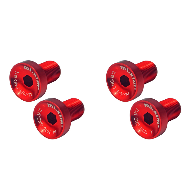 JAERBEE Xim 4Pcs Bicycle Bottom Bracket M12 Crankset Screw Road Bike Crankset Crank Arm Fixing Bolts Bike Screws Red