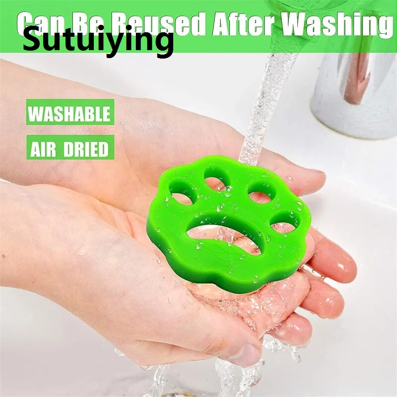 Sutuiying transparent bag 4pcs Cat Dog Fur Hair Remover Washing Machine Hair Remover Pet Hair Remover Reusable Clothes Dryer Cleaning Laundry Tools