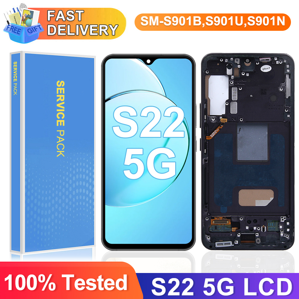 HOT For AMOLED With Frame For Samsung S22 Ultra 5G LCD S908B S908U S908N Display Touch Screen Digitizer Assembly
