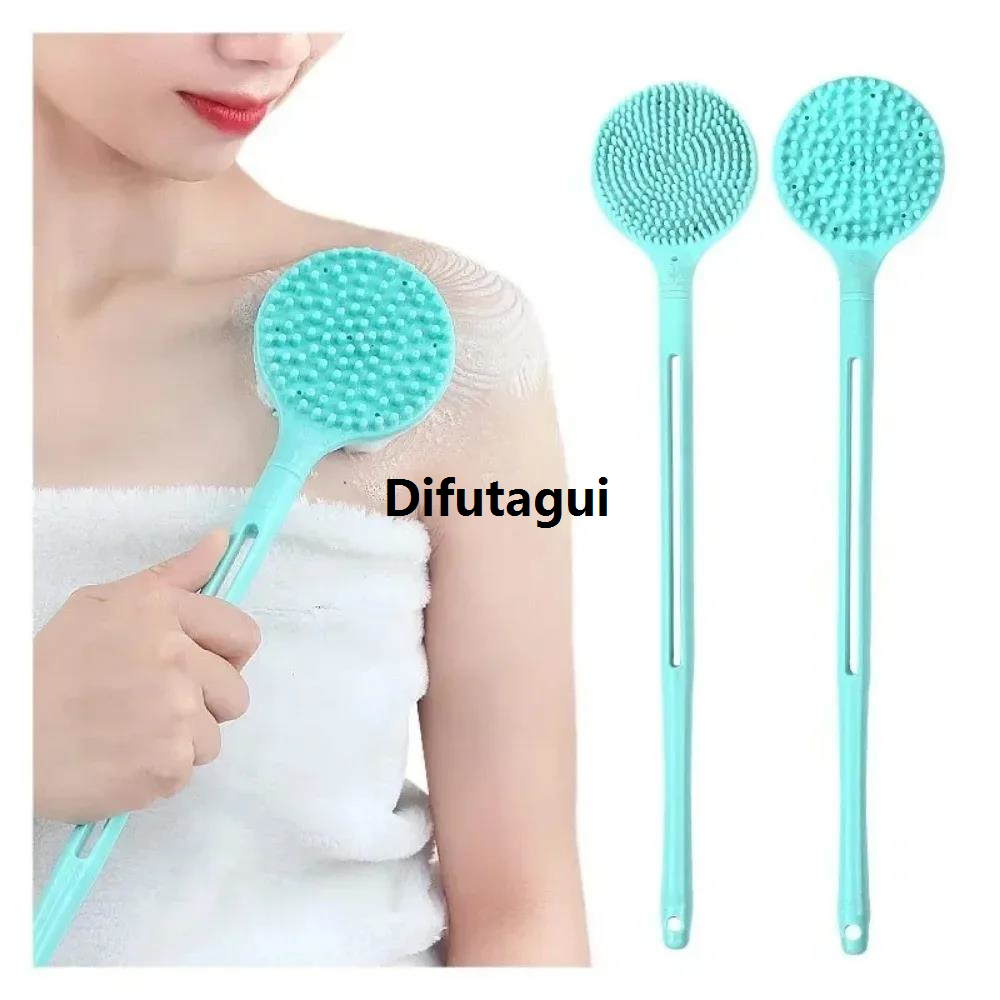 Difutagui 1Pc Long Handle Bath Shower Brush Mud Scrub Back Brush Soft Hair Original Bath Brush Back Ball Brush Bathroom Body Brushes Bath Supplies