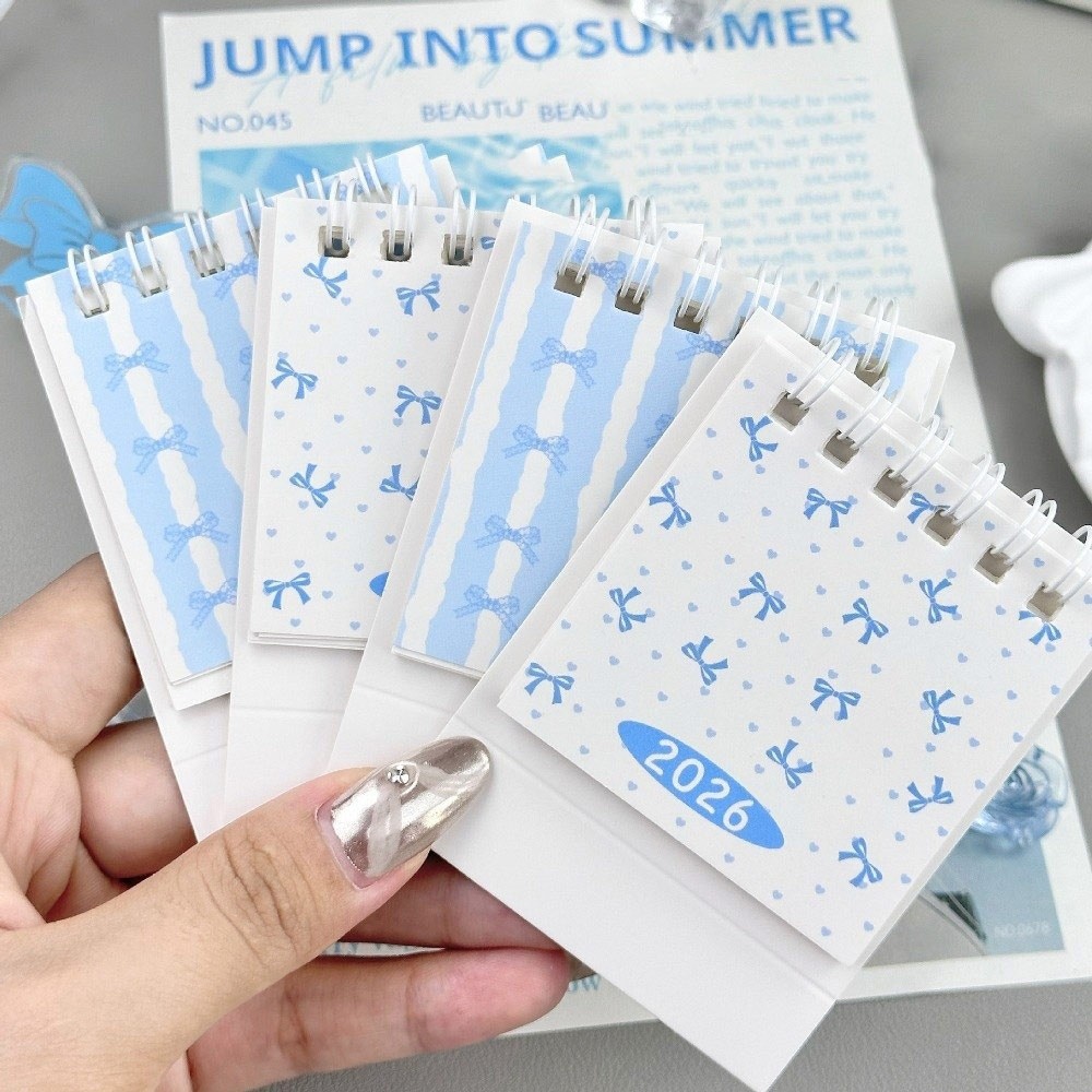 Cute Mini 2026 Desk Calendar Flip Cartoon Standing Calendar Coil Binding Daily Planner Gifts