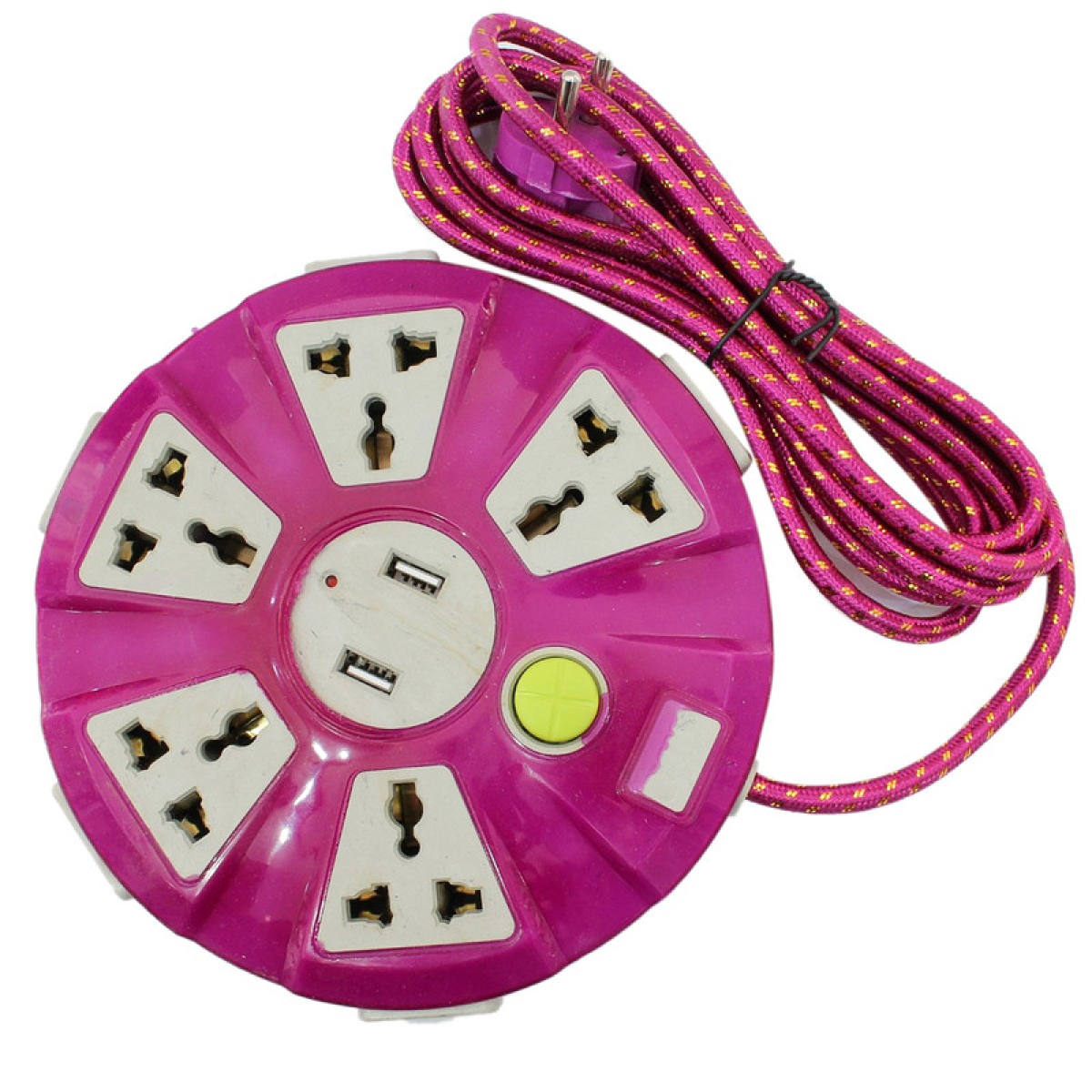 Circular Round Multiplug Portable Heavy duty Extension Cord (Board/ Socket) - 10 ways socket and 2 USB ports - CH