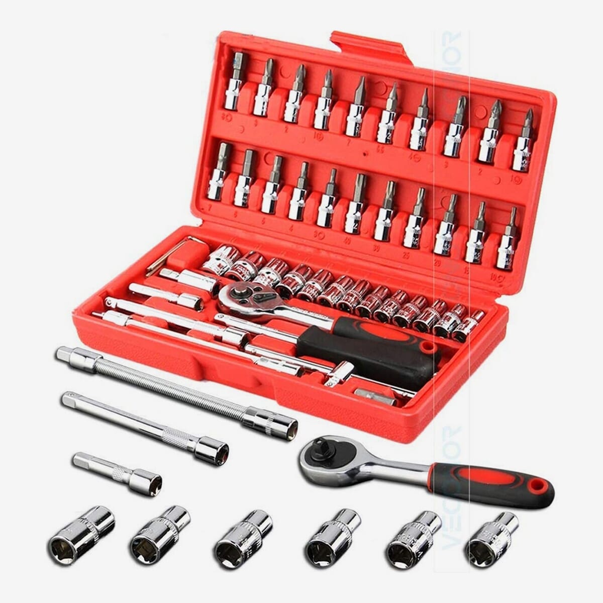 41-in-1 Multi-Purpose Tool Kit - Screwdriver & Socket Set, Manual Hand Wrench Box, Precision Tools for Bikes & Cars