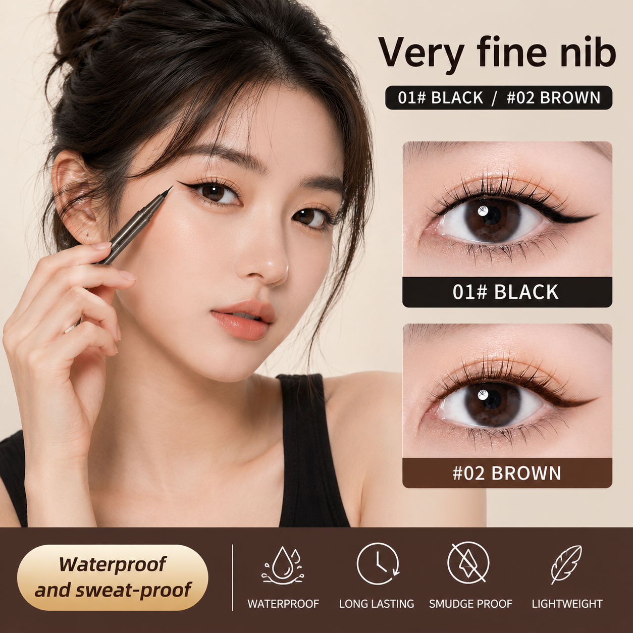 1 Piece Long Lasting Waterproof Ultra Thin Marker Eyeliner Pen - Smooth Precision Eye Liner for Bold & Defined Looks (Bobeini / Vbox / Gecomo)