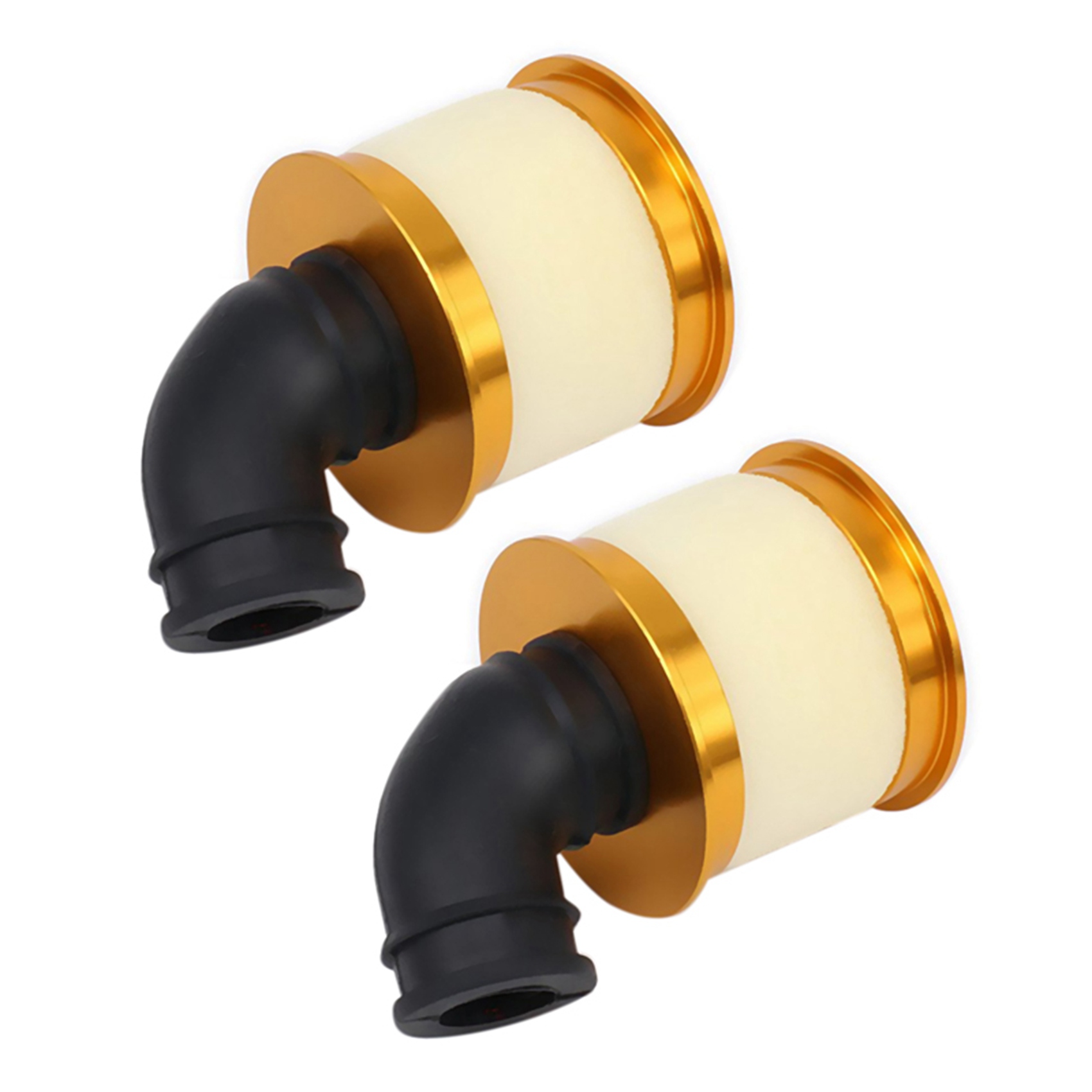 (GGBR) 2X Air Filter Sponge Open Alloy Aluminum 04104 for 1/10 RC Hobby Model Nitro Car,Gold