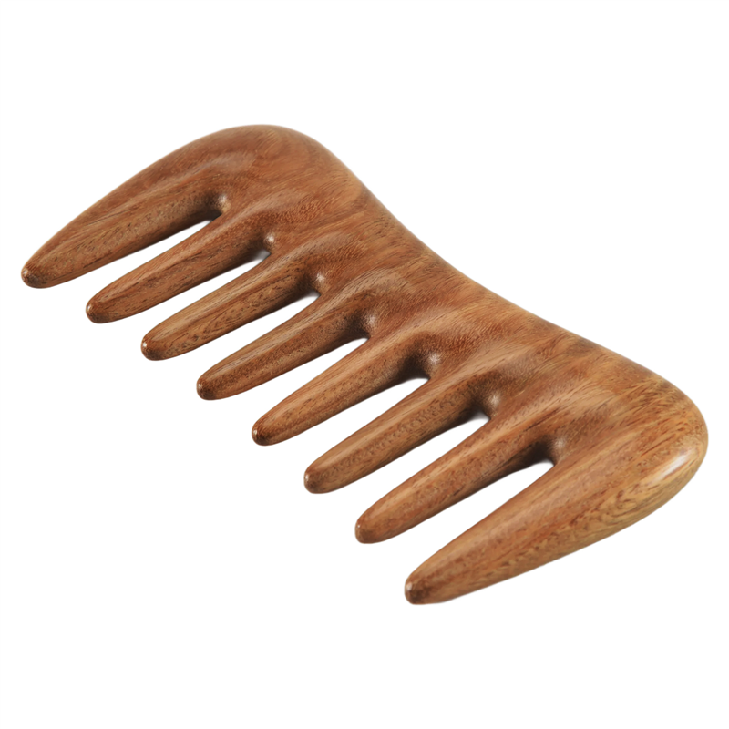 ZOROOM 4X Natural Green Sandalwood Hair Comb - No Static Wooden Fine Tooth Black Horn Comb (Green Sandalwood)