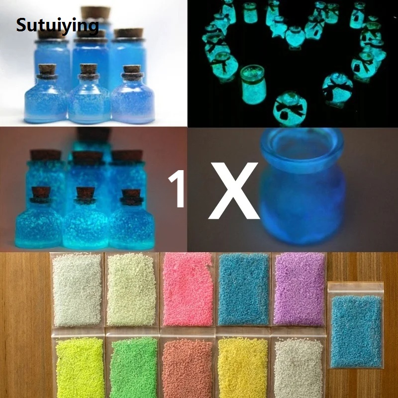 High Quality 1X Colorful Fluorescent Super Luminous Particles Glow Pigment Bright Glow Sand Glow in the Dark Sand Kids DIY Toys