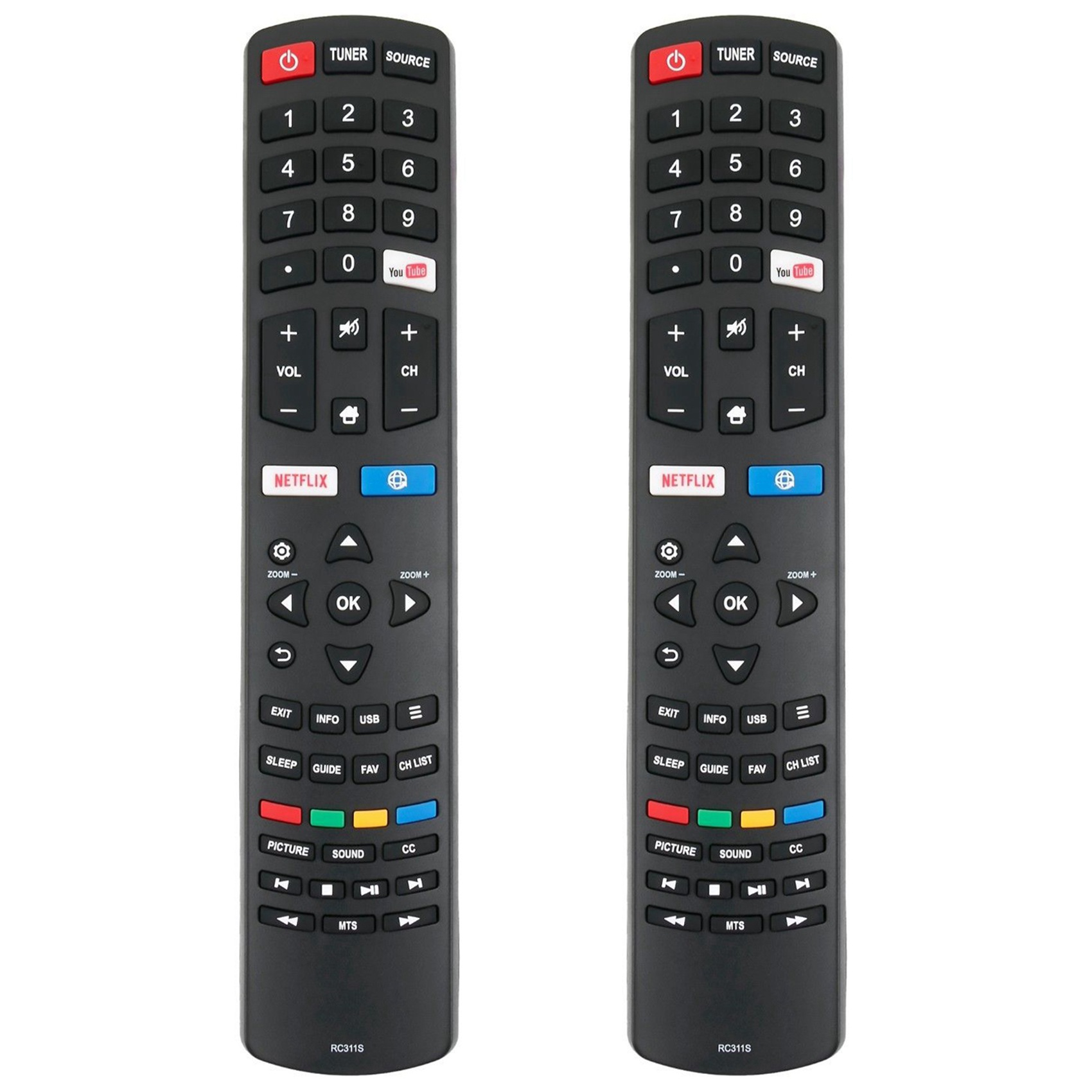 NAMUNY 2X New Remote Control RC311S Replace for Smart LED LCD TV 06-531W52-TY01X