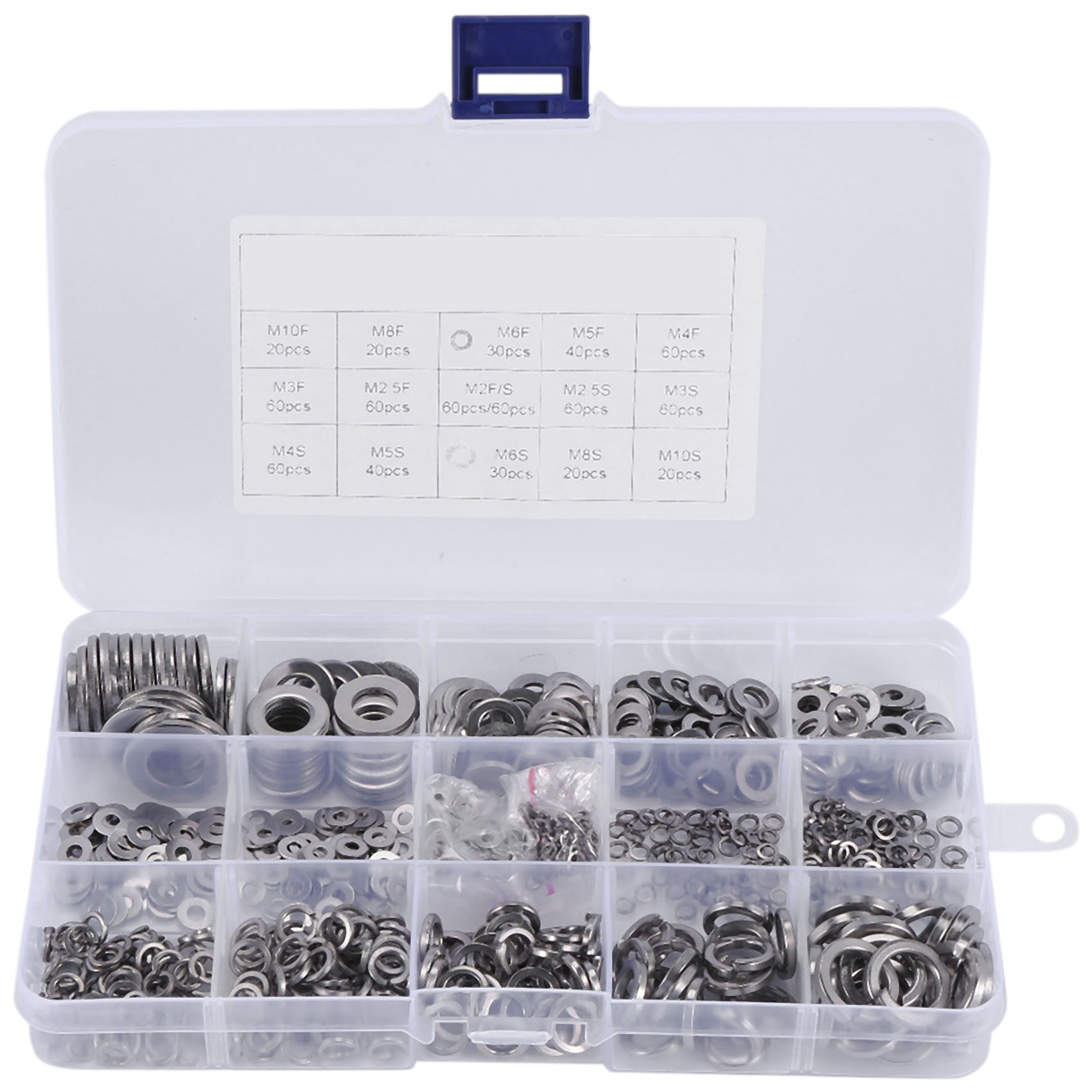 NAMUNY 304 Stainless Steel Flat Washer and Lock Washer Assortment Set(700 Pieces, 8 Sizes) - M2 M2.5 M3 M5 M6 M8 M10