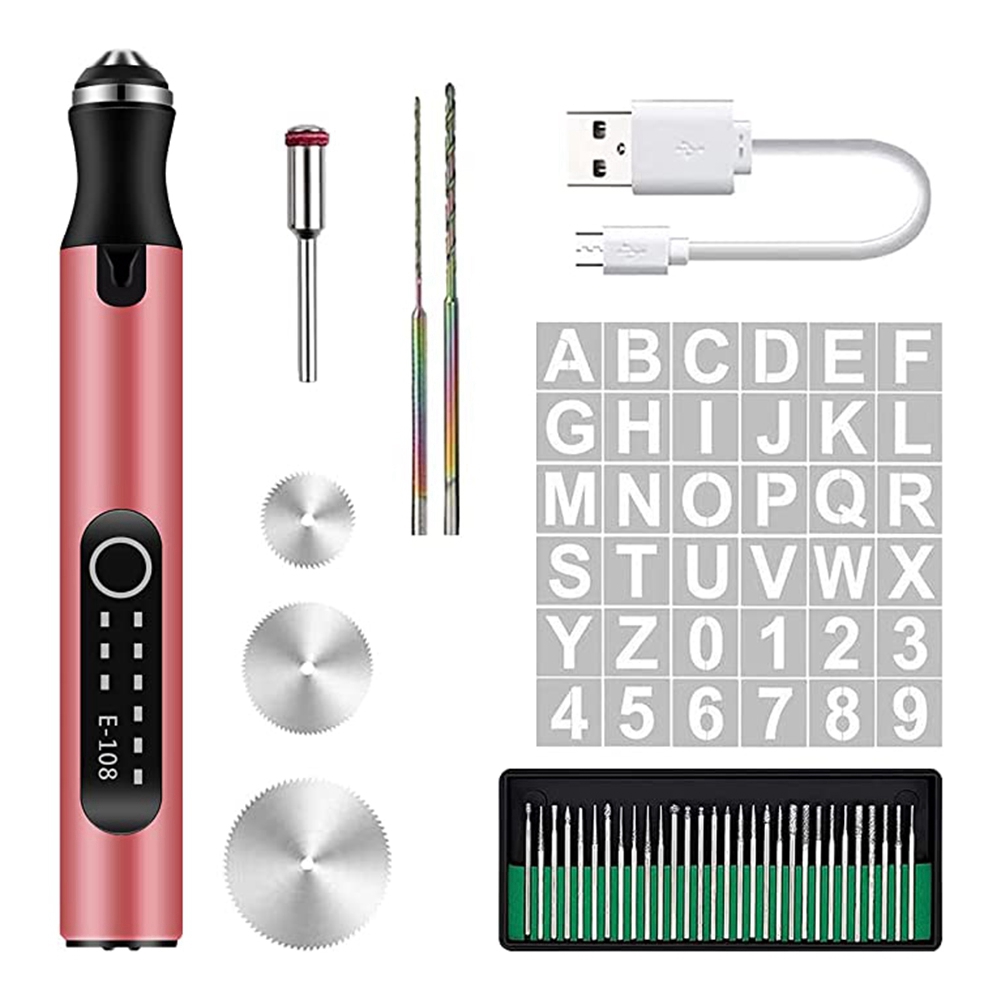 JAERBEE Engraving Pen Electric Engraving Tool Kit Rechargeable DIY Mini Engraver Pen for Carving Glass Wood Stone A