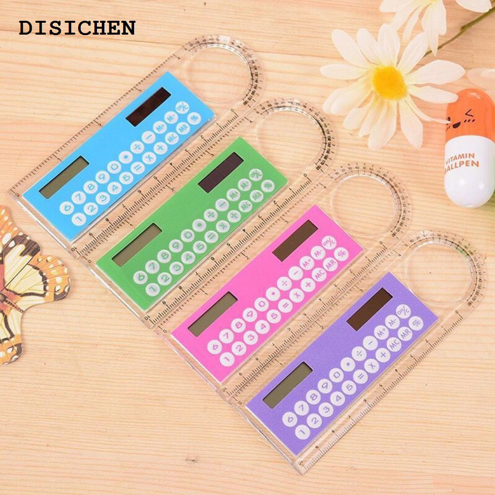 DISICHEN Original Solar Ruler Calculator Multifunctional Large Display Screen Stationery 3 in 1 10cm Length Solar Card Ruler for School