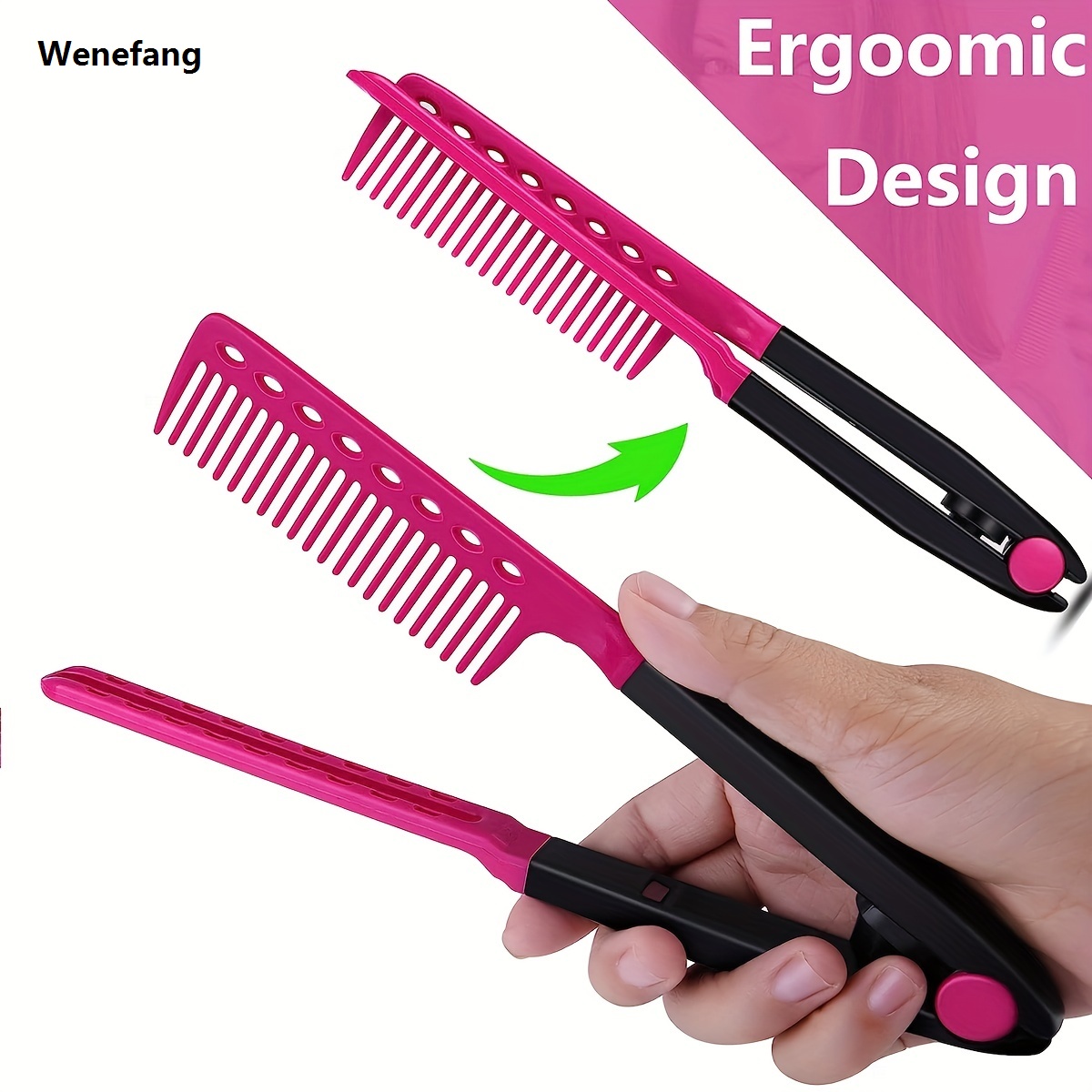 Wenefang 1pcs/2pcs V Shaped Straight Hair Comb Plastic Detangle Hair Styling Hot Selling Comb Folding DIY Hair Straightener Salon hair styling tools