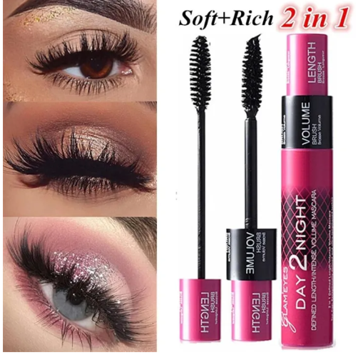 1 Piece 2-in-1 Waterproof Curling Mascara: Long-Lasting, Lengthening, and Thickening Formula for Natural, Smudge-Proof Volume and Perfect, Defined Curls that Stay All Day