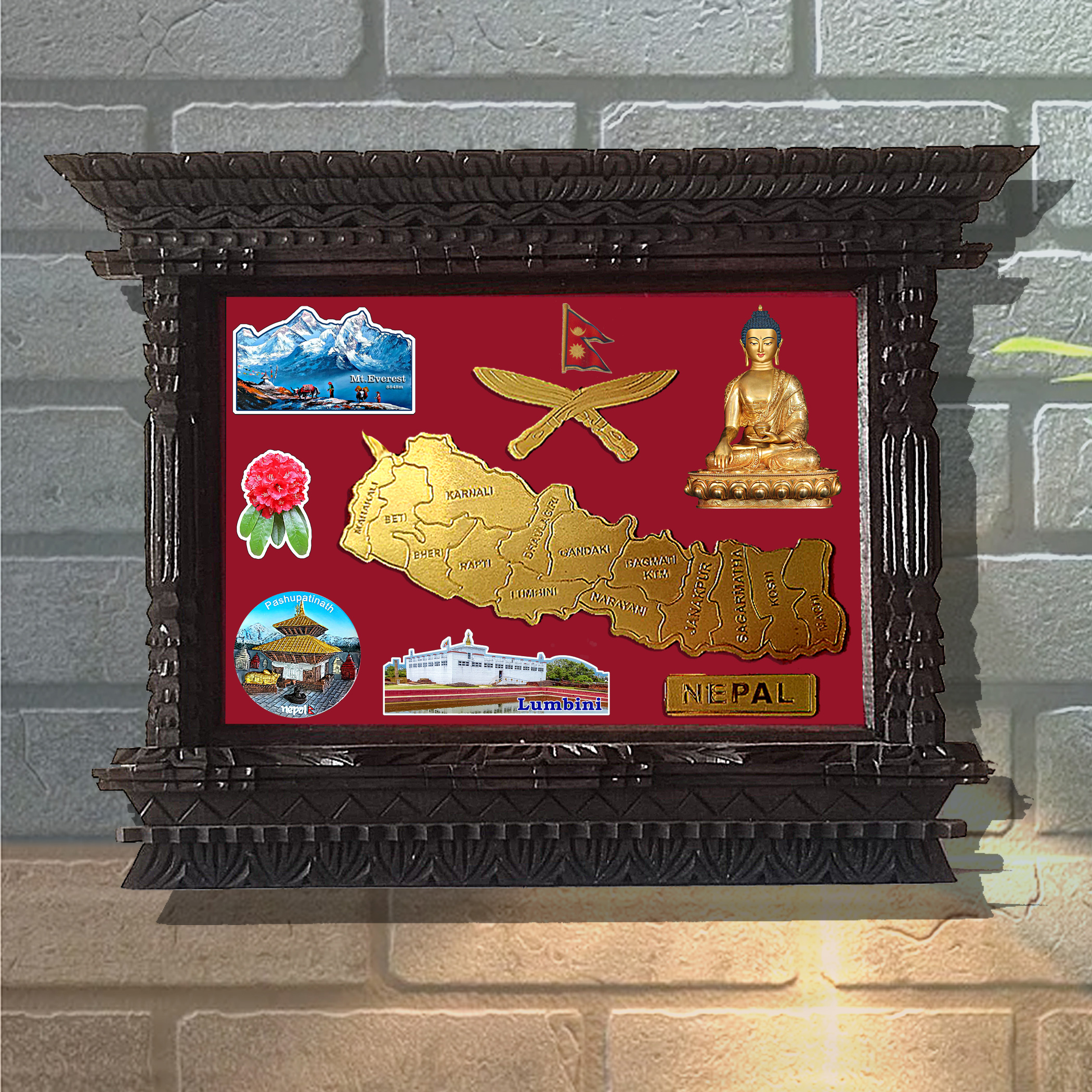 Nepal Map Wooden Handmade Frame