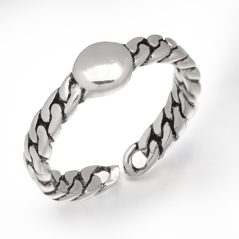 【New Arrivals】Cold Style Fashion Style Open Round Heart Chain Ring Instagram Simple Student Men's and Women's Fashion Ring