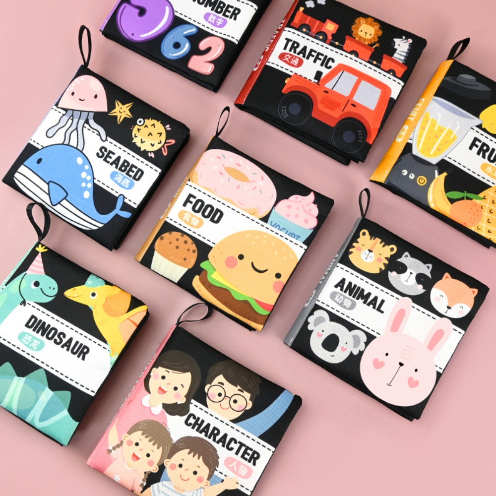 New PET Baby Cloth Book Colorful 0-6 Years Old Cognitive Cloth Book Puzzle Toy Enlightenment Training Cartoon Illustration Books Toddlers