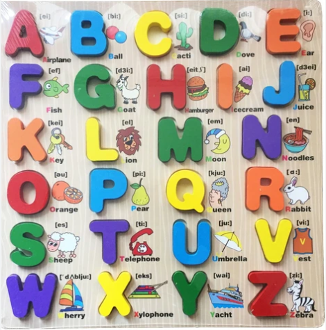 Nepali Alphabet Puzzle Board - Wooden Educational Toy for Kids (Ages 2.5+) - Early Learning Blocks for Boys & Girls