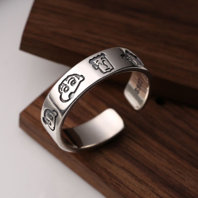 【Hottest Trends】02076 Retro Cartoon Crayon Small New Ring Women's All-match Cute Cartoon Student Girl's Heart Ring for Best Friends
