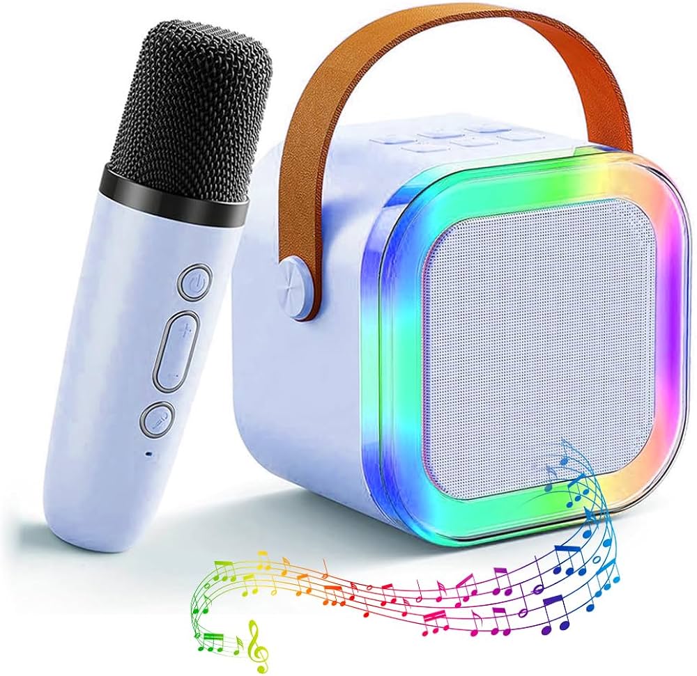 MOUSIKI K12 Kids Karaoke Microphone Speaker Machine Bluetooth-Compatible Wireless Karaoke Mic Speaker Girls Boys Gift(Multi Color) (K12_spkr) Premiere Quality (PACK OF 1Set)