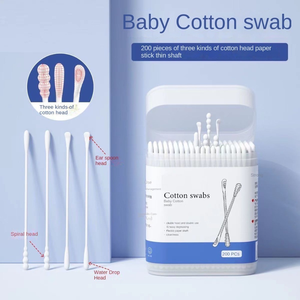 (New) 200 cotton sticks 100% baby cotton buds double head Q-tip swab make up