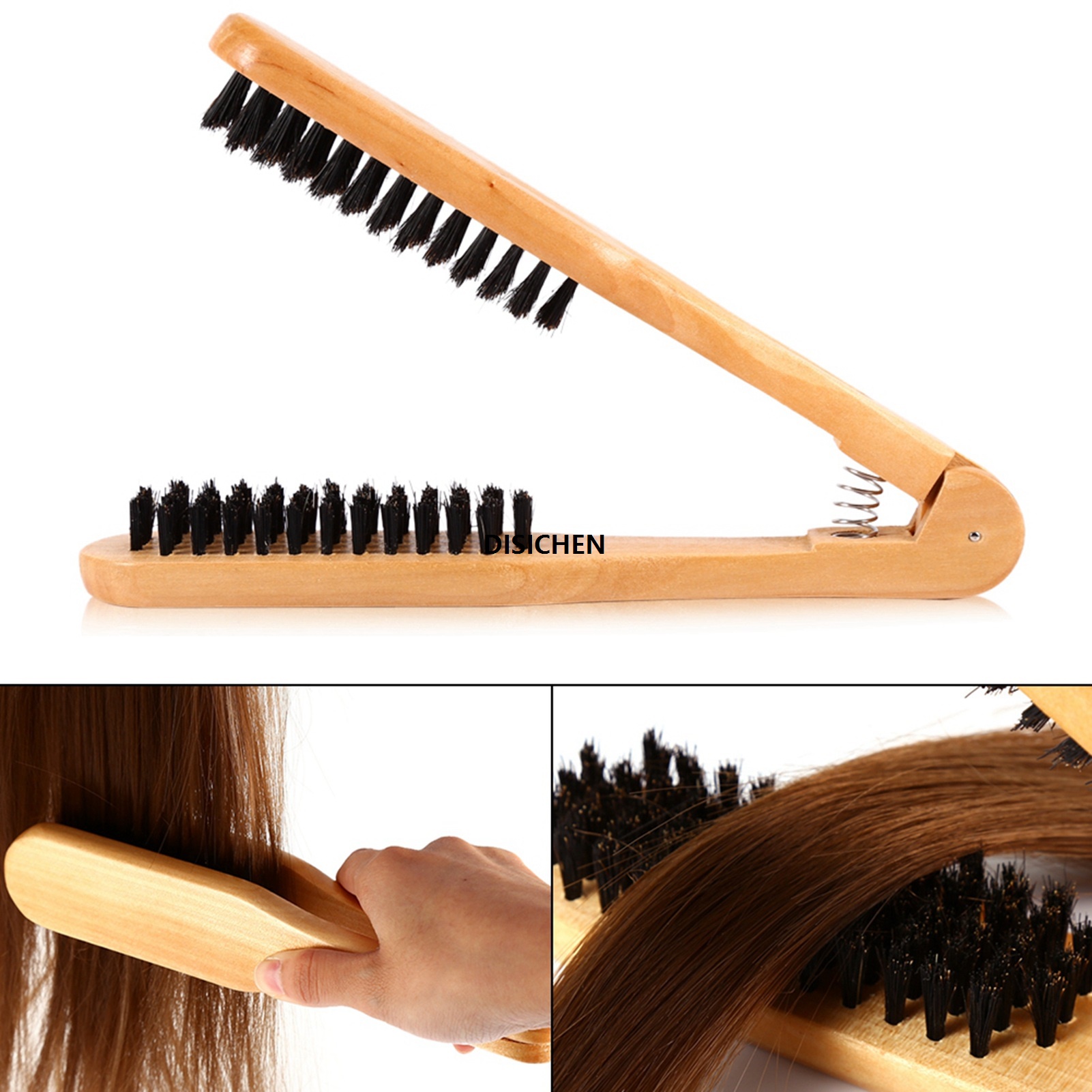 DISICHEN 1pcs Wooden Hairdressing Comb Double Brushes V Type Straight Hair Brush Anti-static Hair Straightener Tool Hairbrushes Profesional