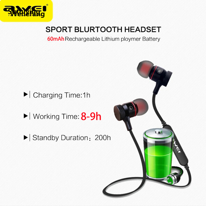 Wenefang Sutuiying Awei Wireless Bluetooth 5.3 Earphones Headphones Handfree Neckbank Bargain price Portable Stereo Sport Headset With Mic For Mobile Phones A920BL