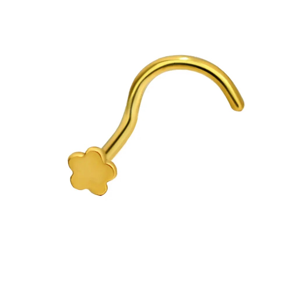 HOT 1PC New Design 20G Stainless Steel Flower Star Small Nose Studs 0.8mm L Shape Nose Bone Stud for Women Nose Piercing Jewelry