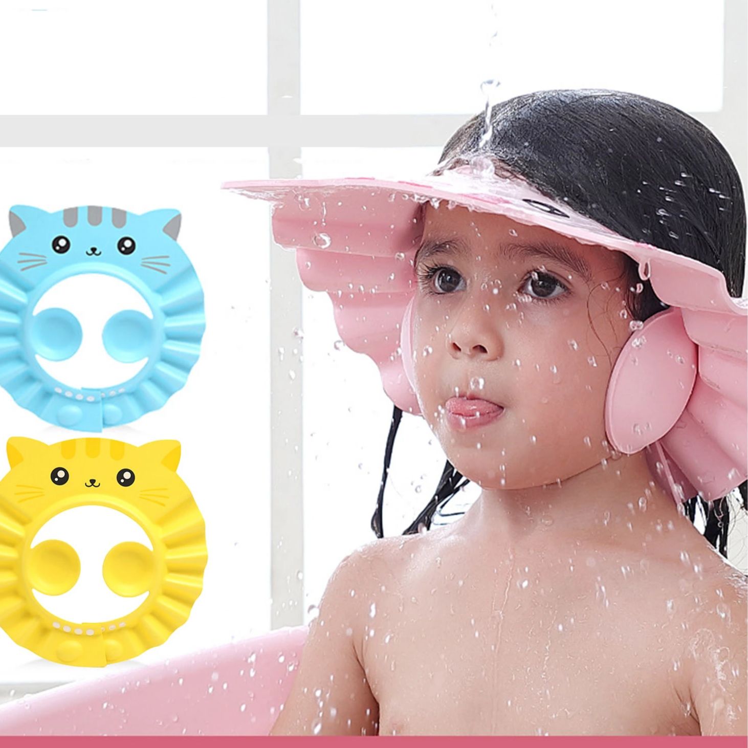 Baby Shampoo Cap Wash Hair Kids Bath Visor Hats Adjustable Shield Waterproof Ear Protection Eye Children Hats Infant