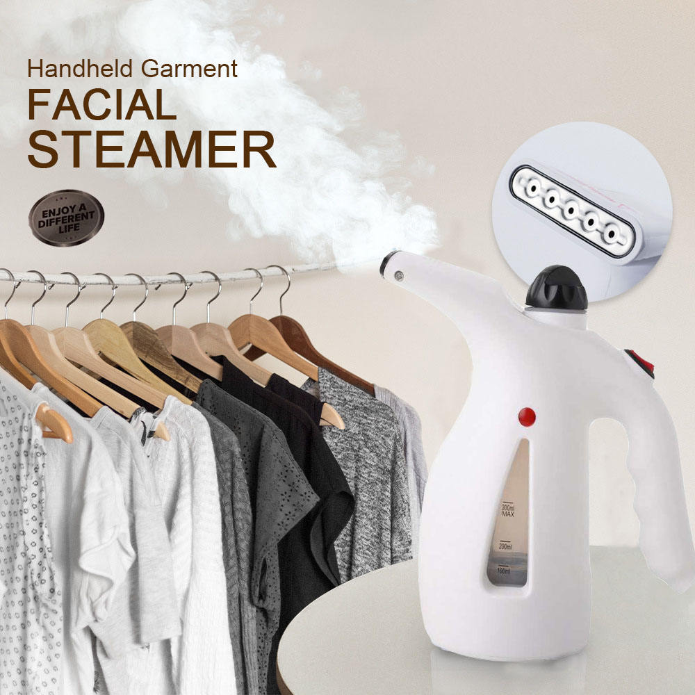 Portable Handheld Garment Steamer & Travel Steam Iron - Hanging Clothes/Fabric & Facial Steamer, Quick Heat-Up, Continuous Steam/Dry Ironing for Home & Travel