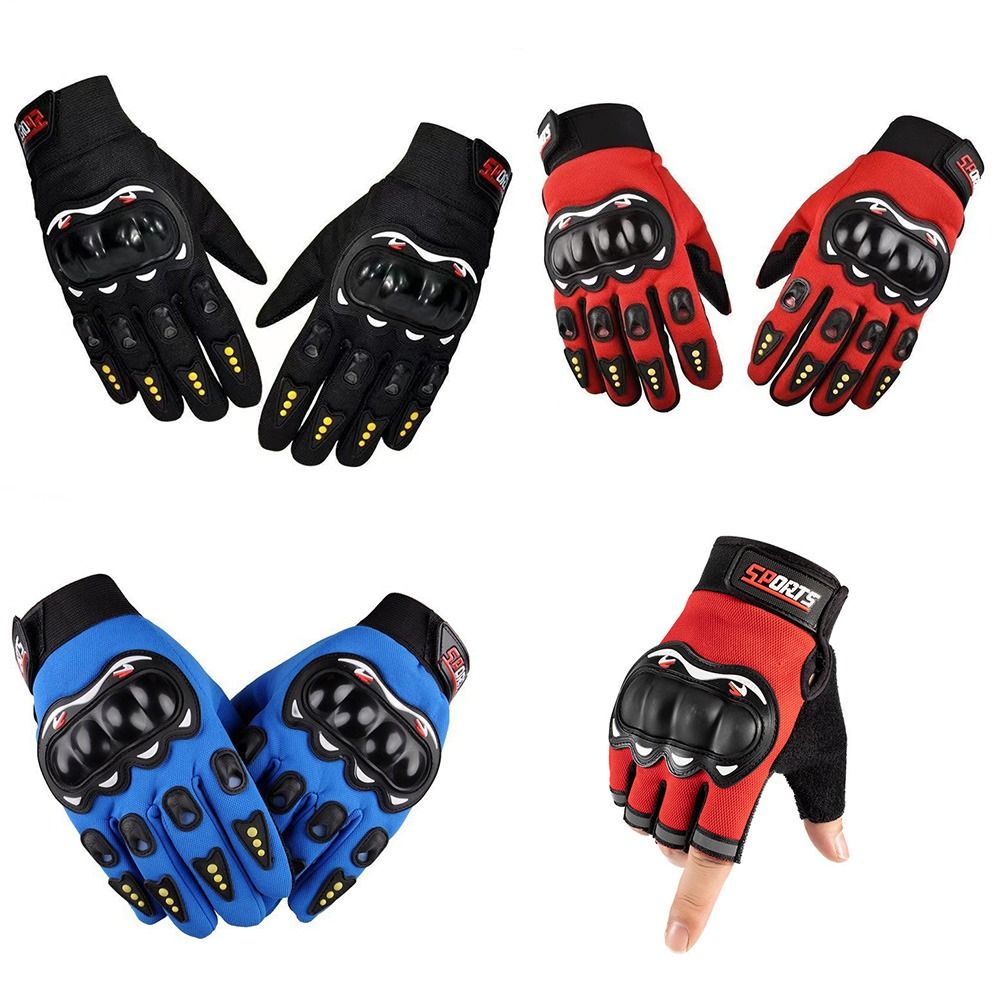 New Polyester Motorcycle Riding Gloves Breathable Wear-resistant Full Half Finger Mittens Black Blue Red Nonslip Cycling Gloves Driving Cycling