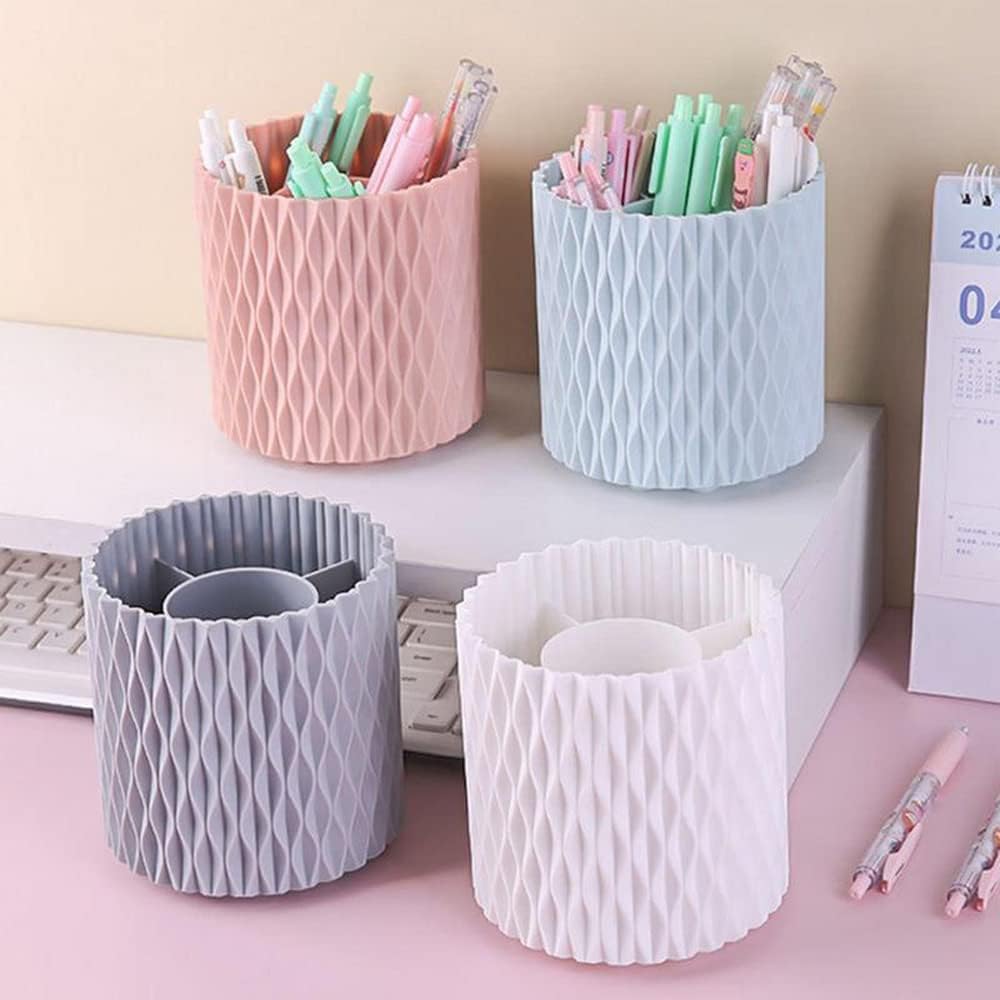 Rotating Desk Organizer 360 Degree 5 Sections Rotatable Pen Organizer Box