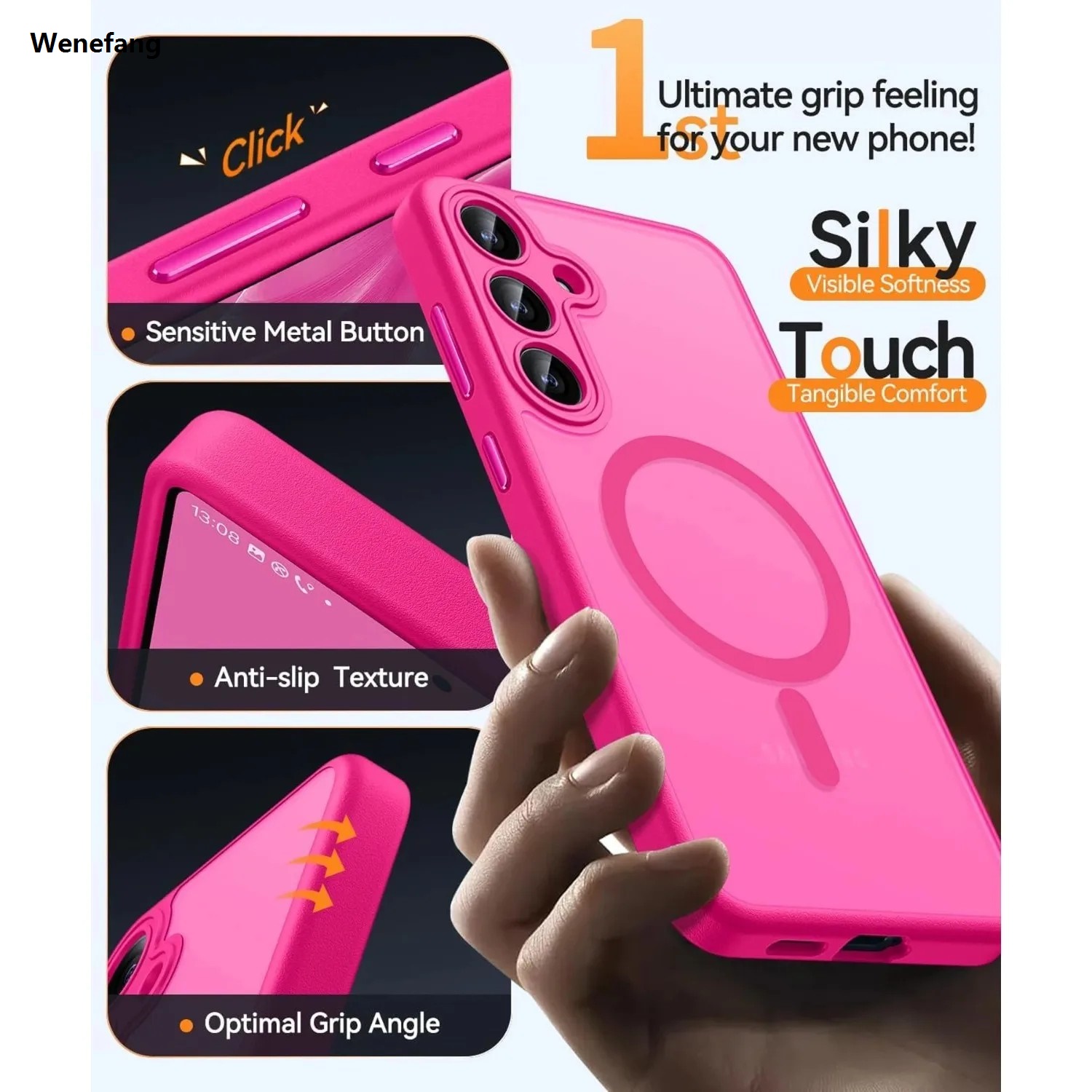 Wenefang Luxury Matte Translucent Magnetic Wireless Charge Case for Samsung Galaxy A16 A36 A26 A06 A55 A35 A25 A15 A05 5G Magsafe Cover