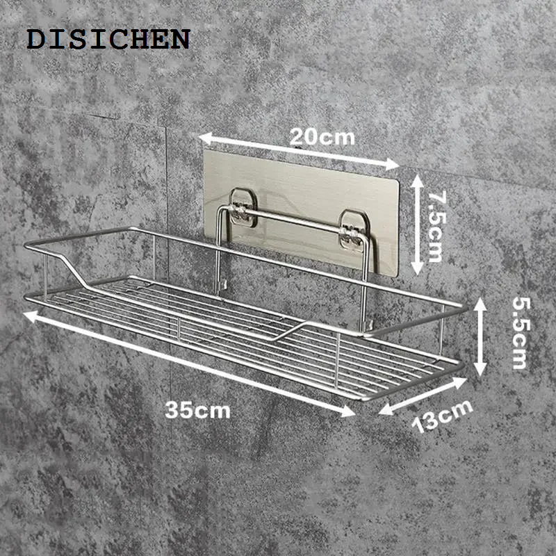 DISICHEN Sales promotion Stainless Steel Bathroom Storage Shower Shelf Punch-Free Kitchen Toilet Wall Hanging Rack Organizer Bathroom Corner Shelves Set